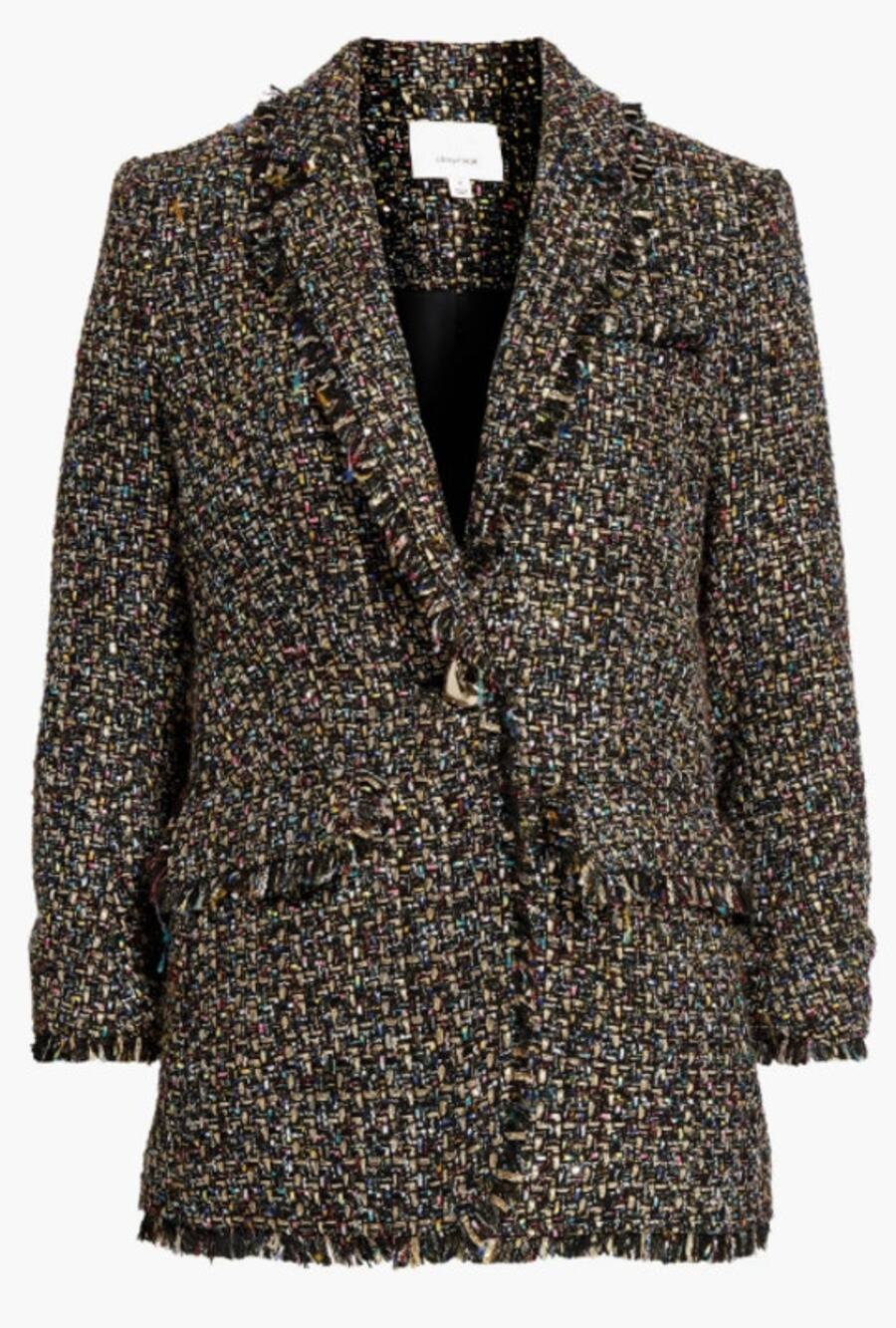 NWT Cinq à Sept Khloe Confetti Tweed Blazer W Sz 16 Heart Buttons Metallic $495